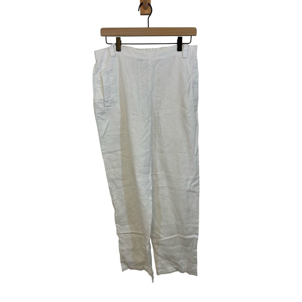 Peck & Peck Linen Wide Leg Coastal Grandma Cowboy Relaxed Pants - Size Medium - Picture 2 of 5